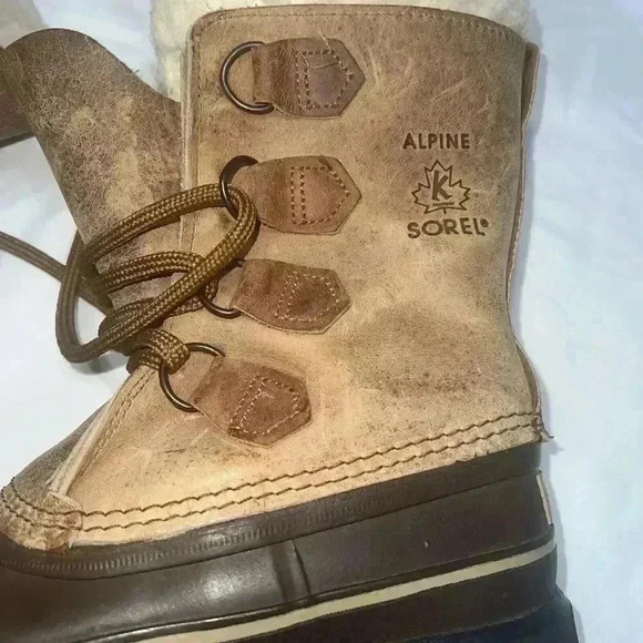Sorel Alpine Womens Brown Insulated Leather Waterproof Made In Canada SZ 7 - Picture 8 of 14